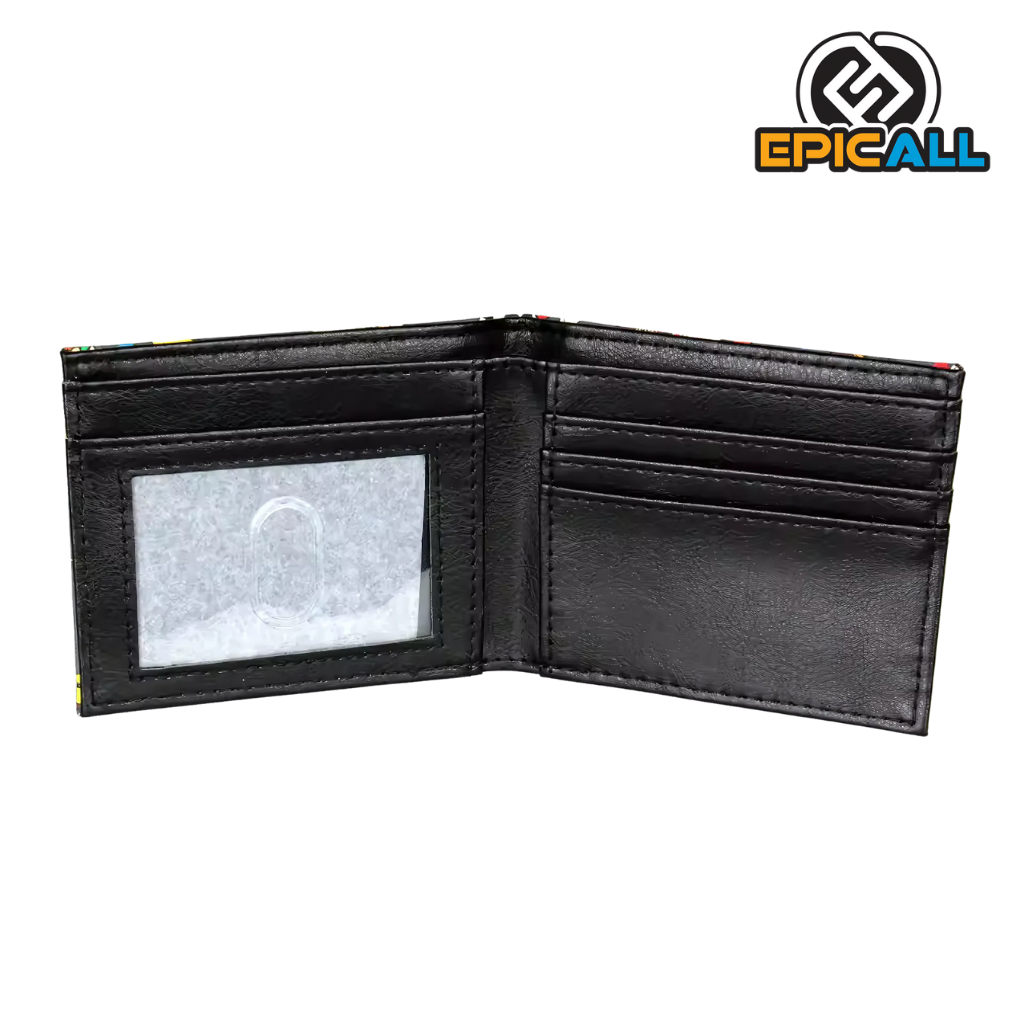 Foto de la billetera abierta, donde se ve la parte interior.