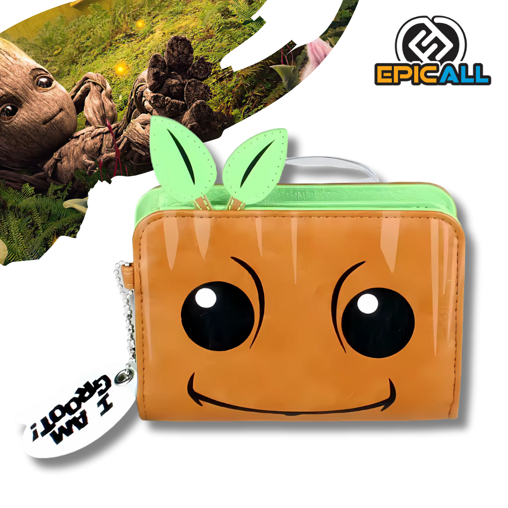 Billetera Groot de Guardianes de la Galaxia Marvel, vista de frente