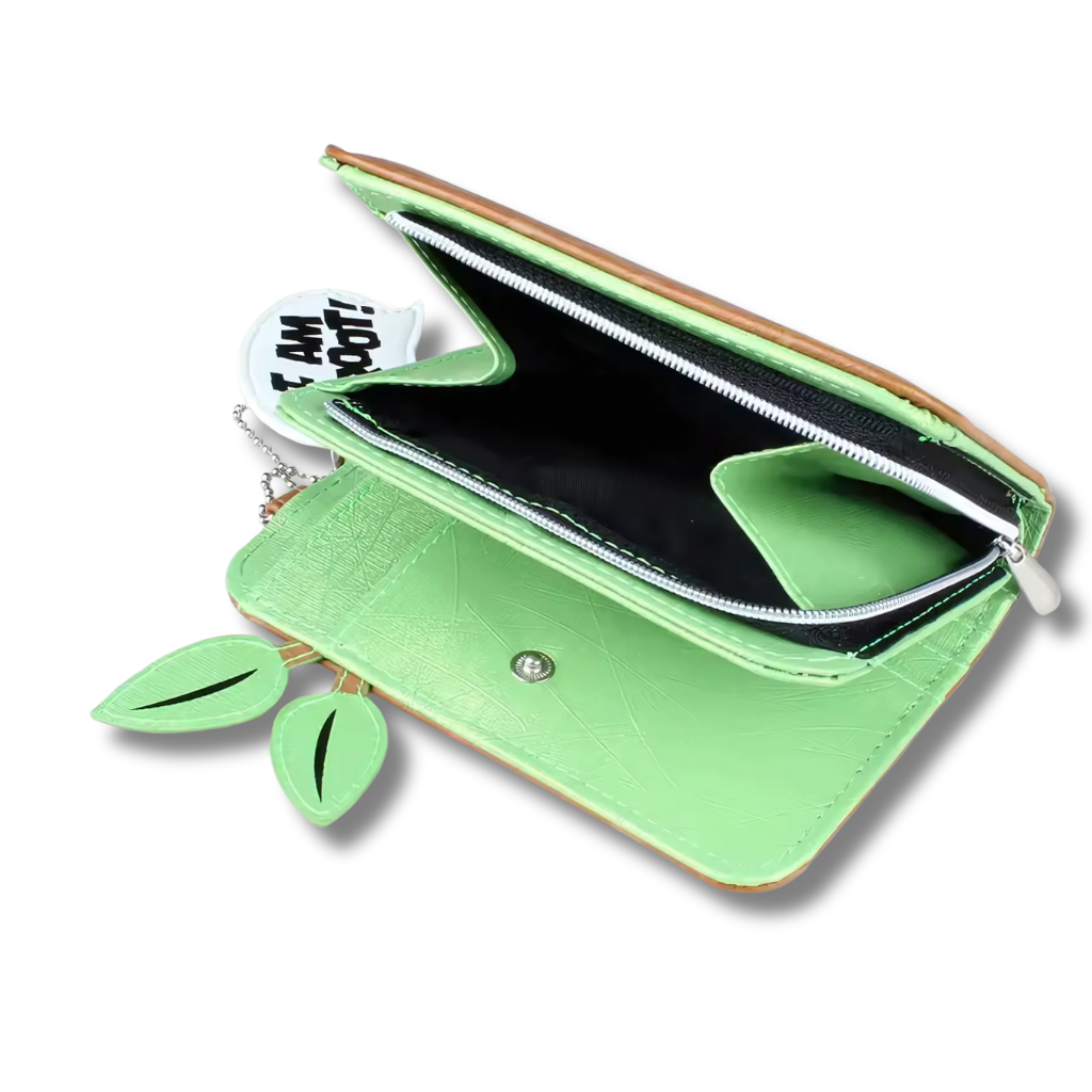 Billetera Groot de Guardianes de la Galaxia Marvel, cierre para monedas abierto.