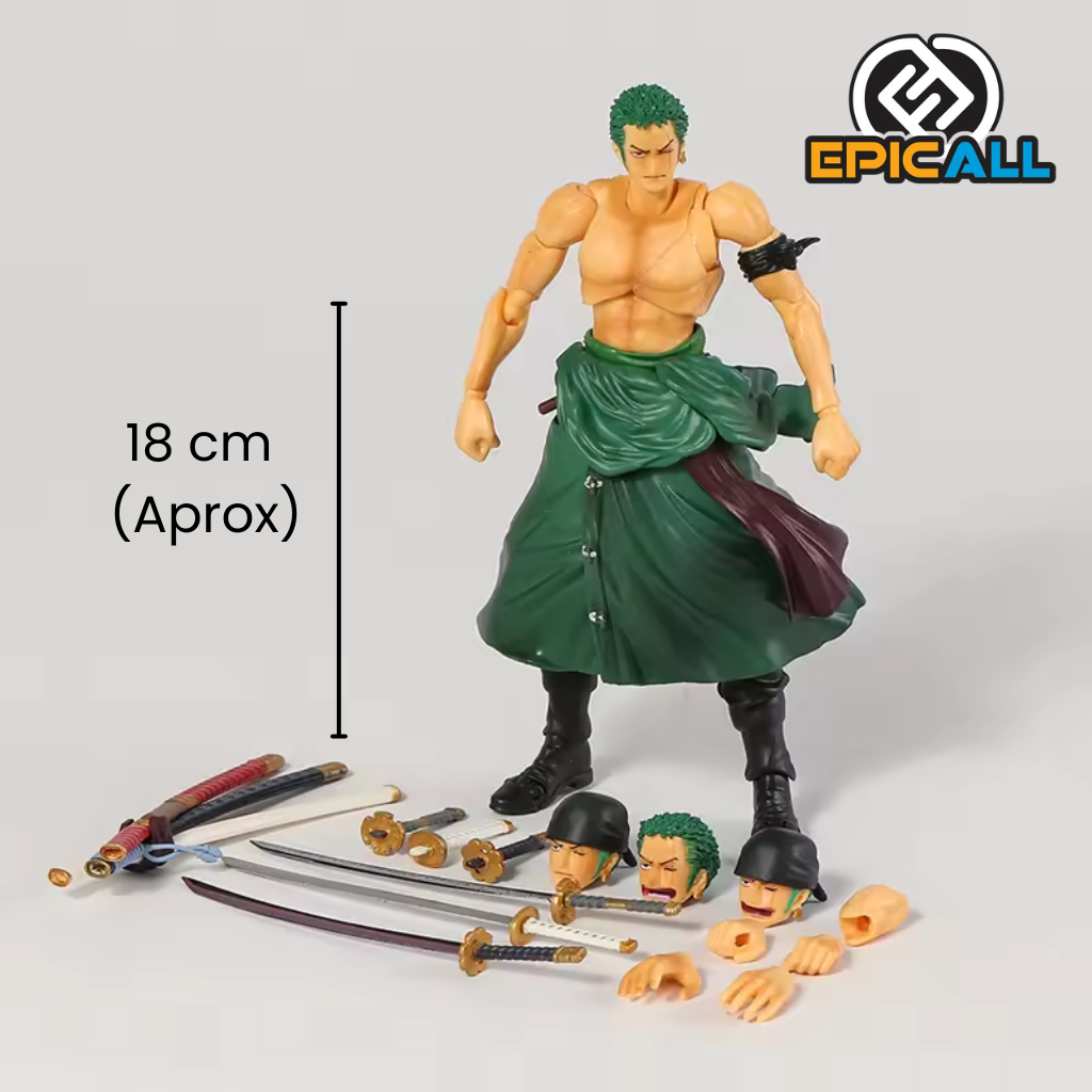 18 cm aproximadamente de alto, con cambios de aras y manos