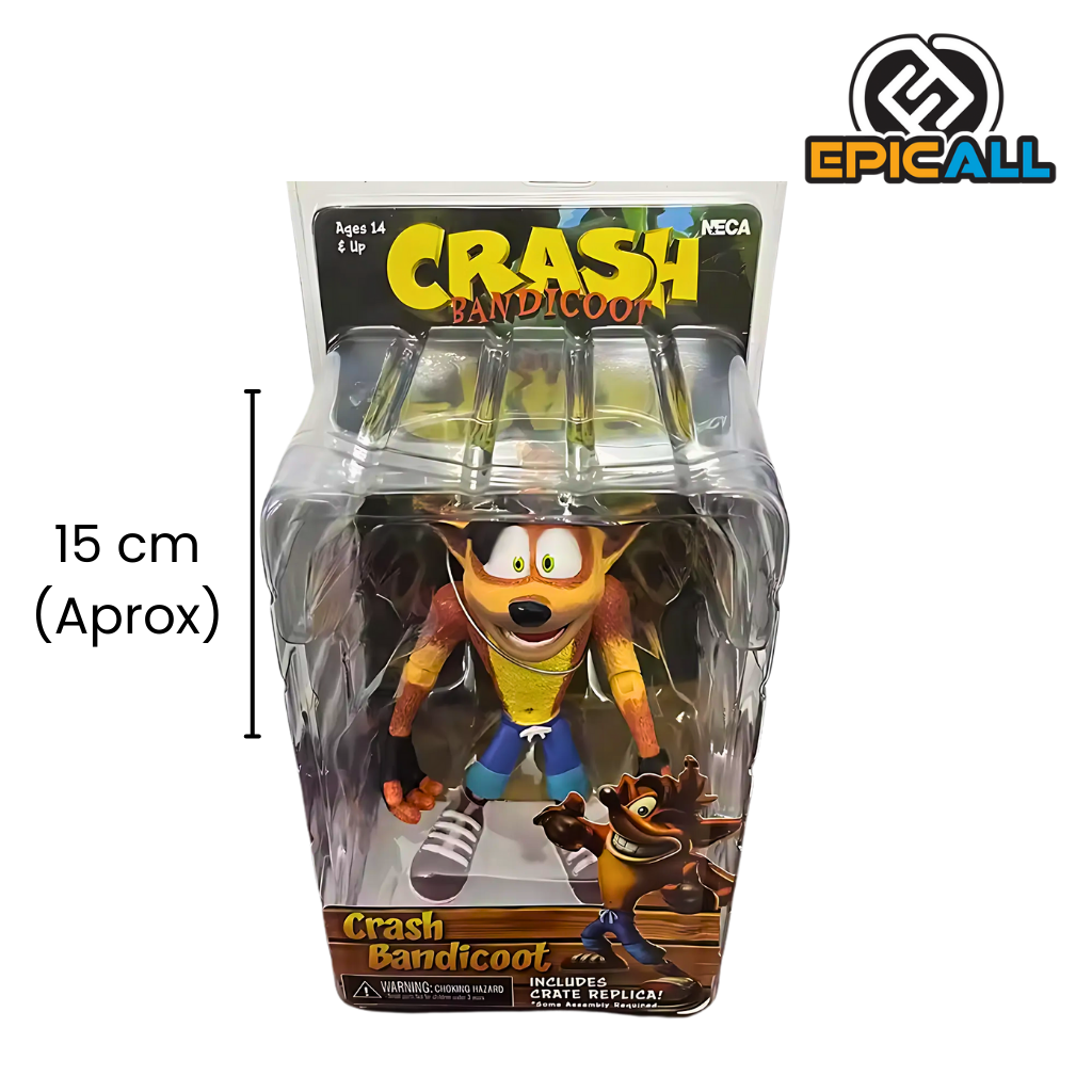 Figura de acción de Crash Bandicoot de NECA en su empaque, 15 cm