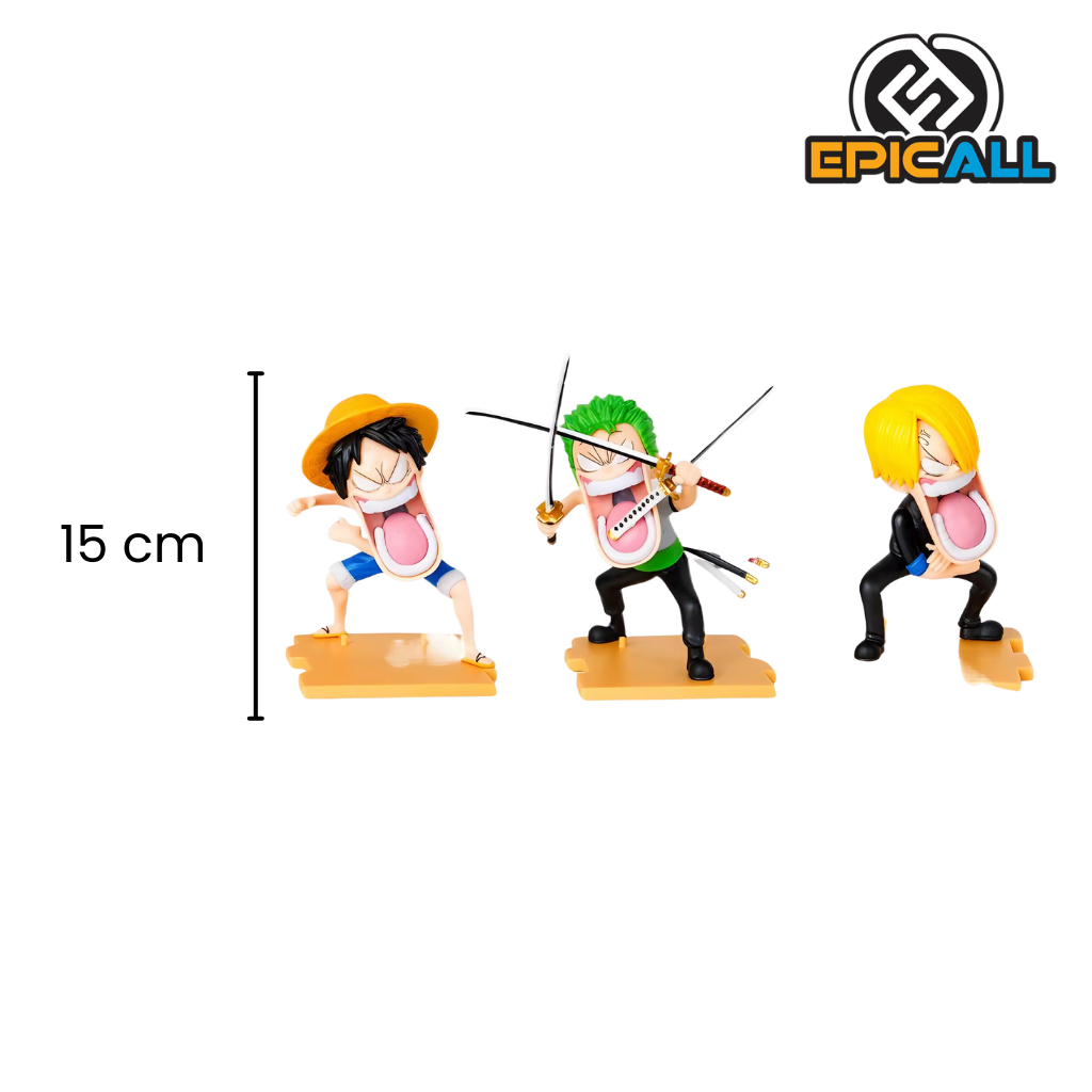 Figuras Gachapon Luffy, Zoro y Sanji Gritos 15cm - One Piece