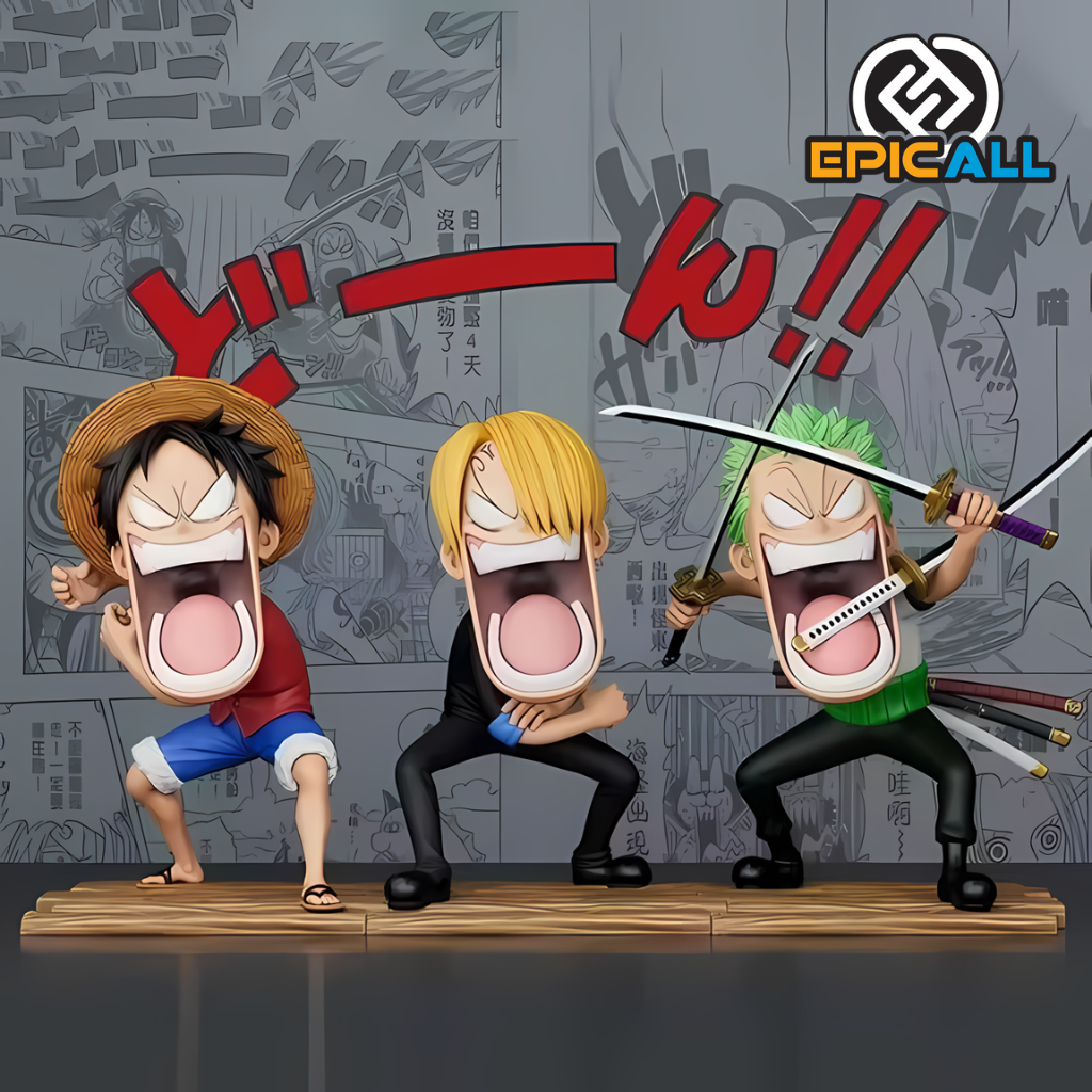 Figuras Gachapon Luffy, Zoro y Sanji Gritos 15cm - One Piece