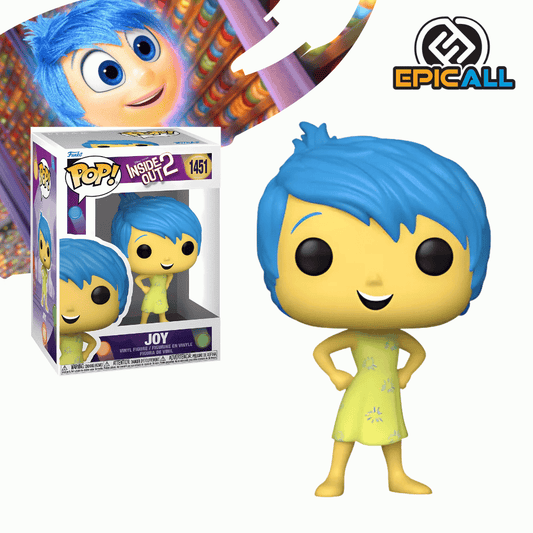 Figura Funko Pop! Movies Joy #1451 – Inside Out 2 (Intensamente 2), atrás se ve la caja original del producto.