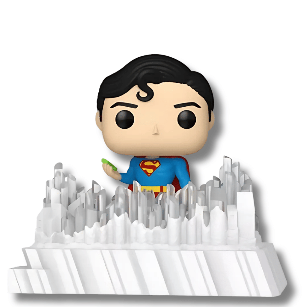 Figura Funko Pop! Deluxe Superman #537 de la película de 1978, con fondo blanco.