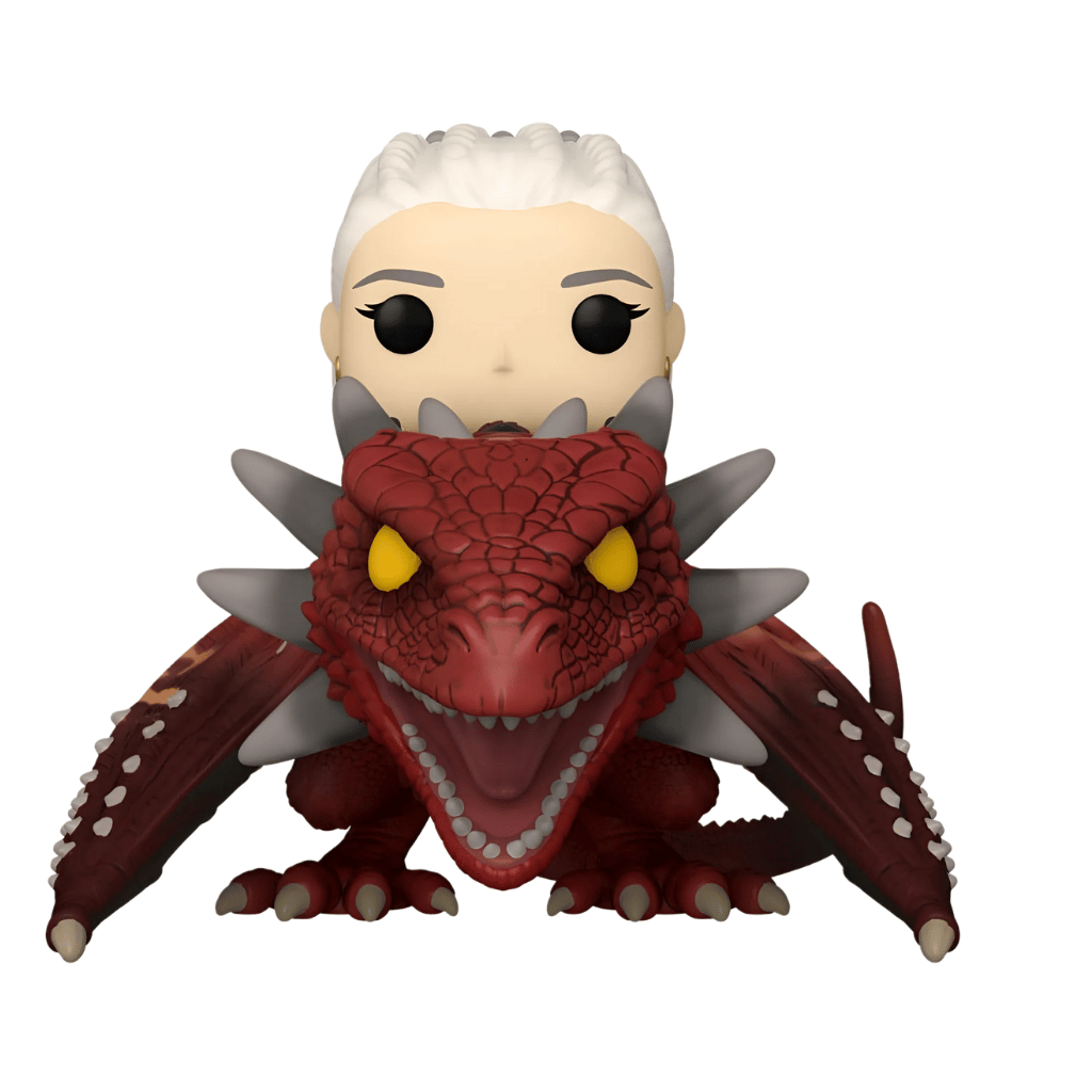 Funko POP! Rides Rhaenys Targaryen con Meleys #124, con fondo blanco.