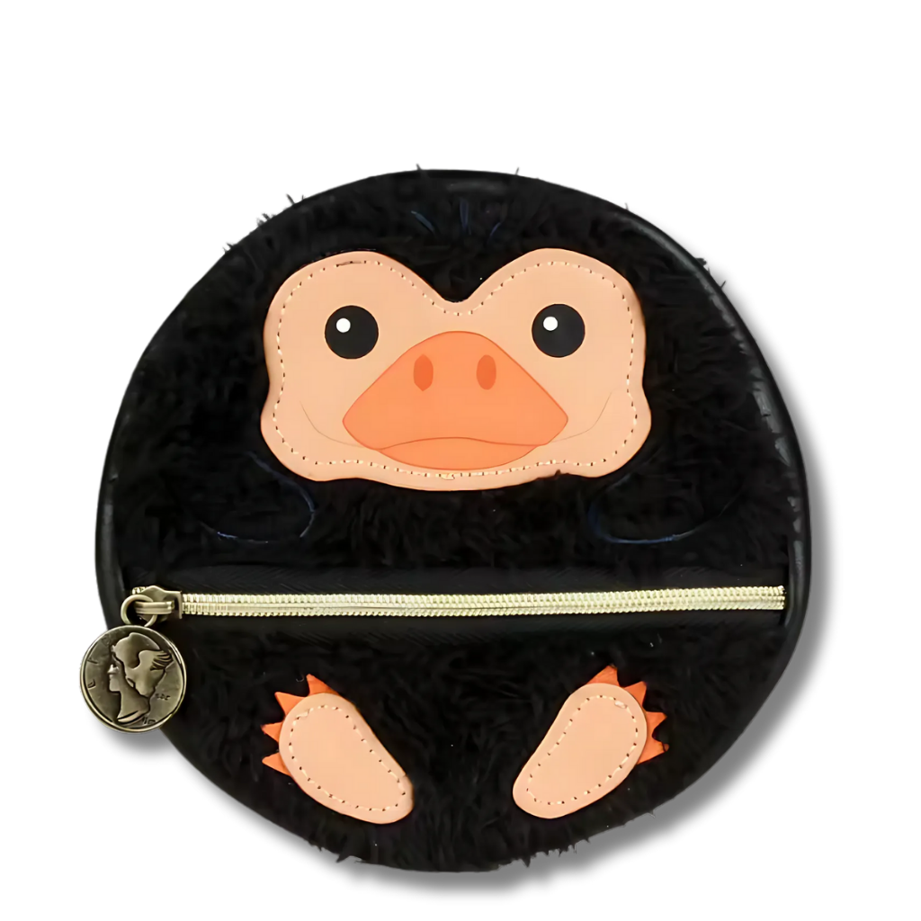 Monedero Niffler (Escarbato) – Harry Potter Animales Fantásticos, fondo blanco.