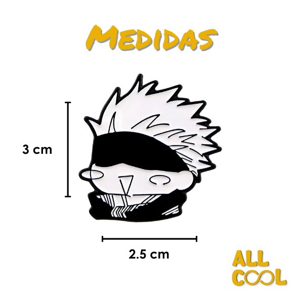 Pin metalico de Satoru Gojo con venda en blanco y negro - Jujutsu Kaisen #232