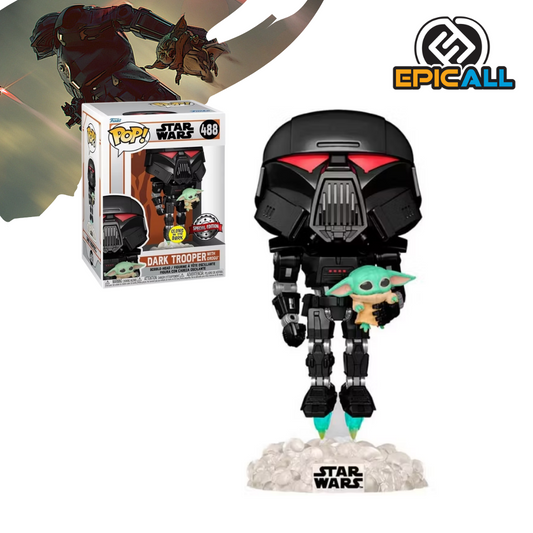 Foto de Funko Pop! Star Wars The Mandalorian - Dark Trooper w Grogu #488 GLW (SE)