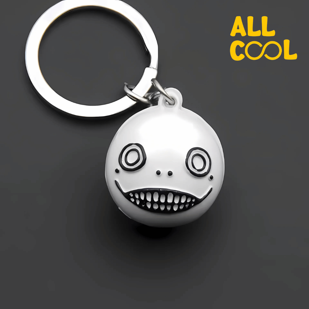 Foto real del llavero con fondo negro.