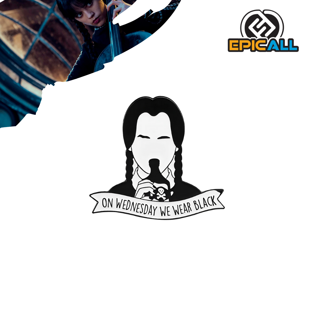 Pin Metalico Merlina "On Wednesday We Wear Black" #128