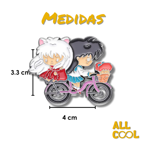 Pin Metálico Inuyasha y Kagome en Bicicleta #212