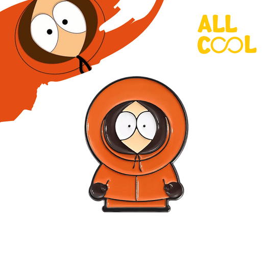 Pin metálico con el diseño de Kenny McCormick de la serie South Park. El pin es multicolor y tiene un acabado brillante.