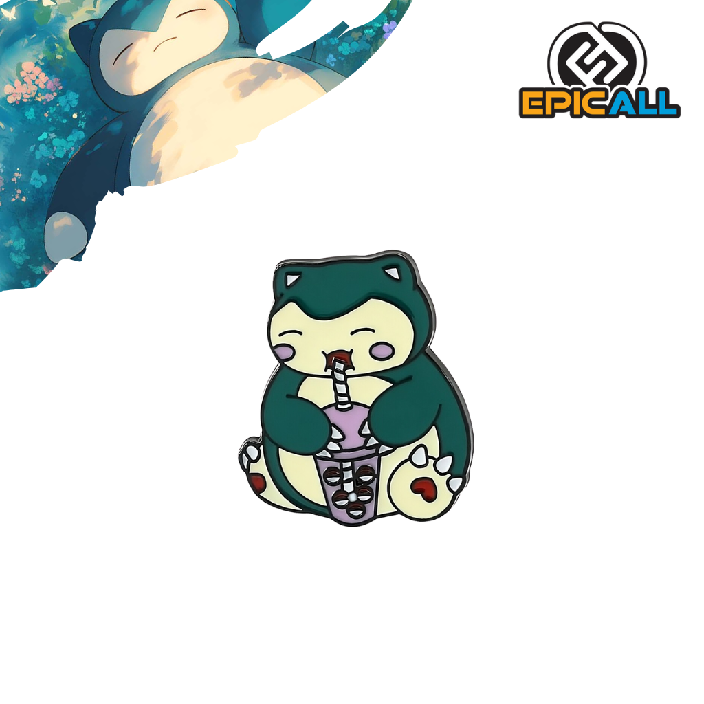Pin Metalico Snorlax Kawaii W/ Bebida - Pokémon #67