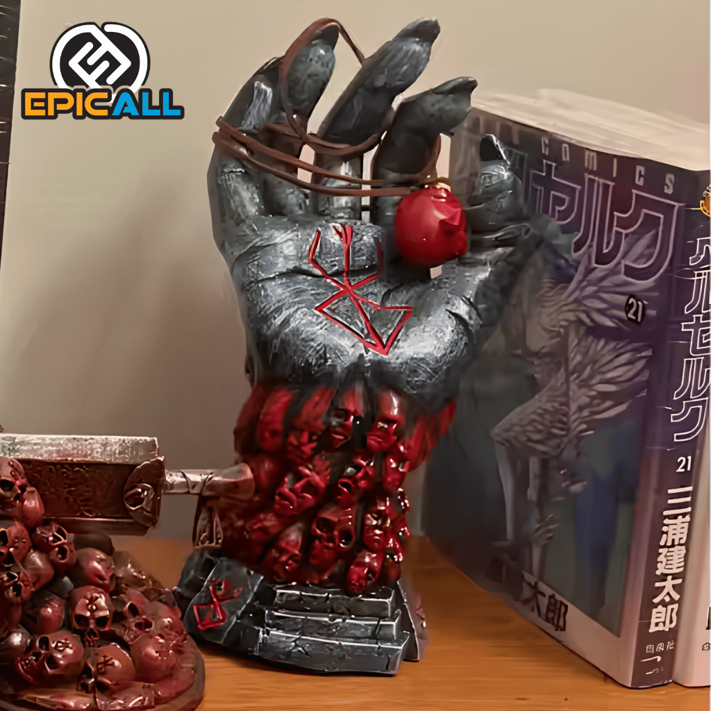 Estatua Decorativa Mano de Dios y Collar Behelit - Berserk