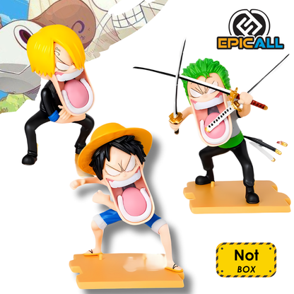 Figuras Gachapon Luffy, Zoro y Sanji Gritos 15cm - One Piece