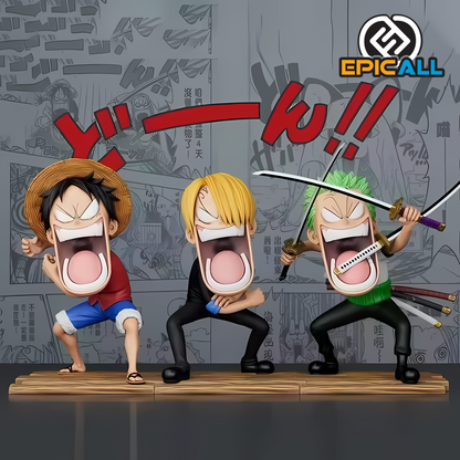 Figuras Gachapon Luffy, Zoro y Sanji Gritos 15cm - One Piece