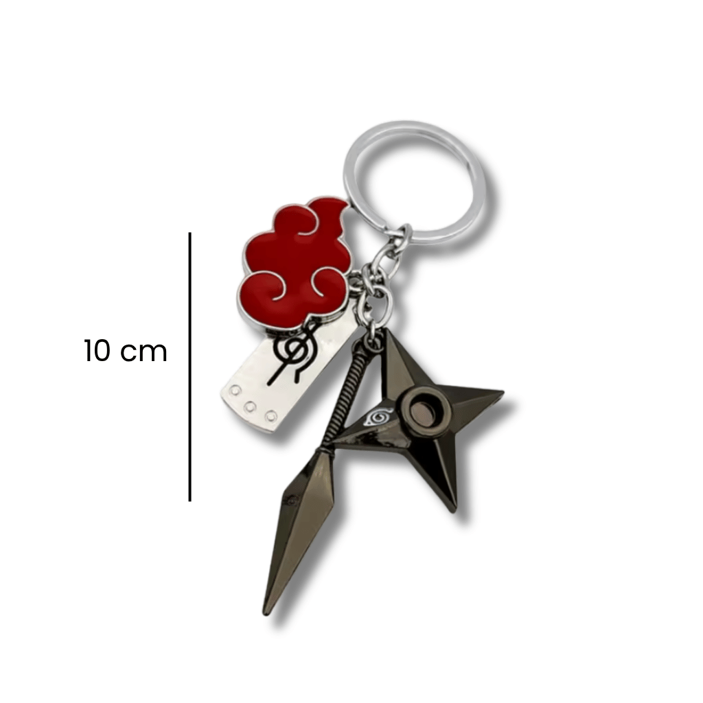 Medidas del Llavero De Acero Akatsuki - Naruto - Diseño Shuriken y Kunai