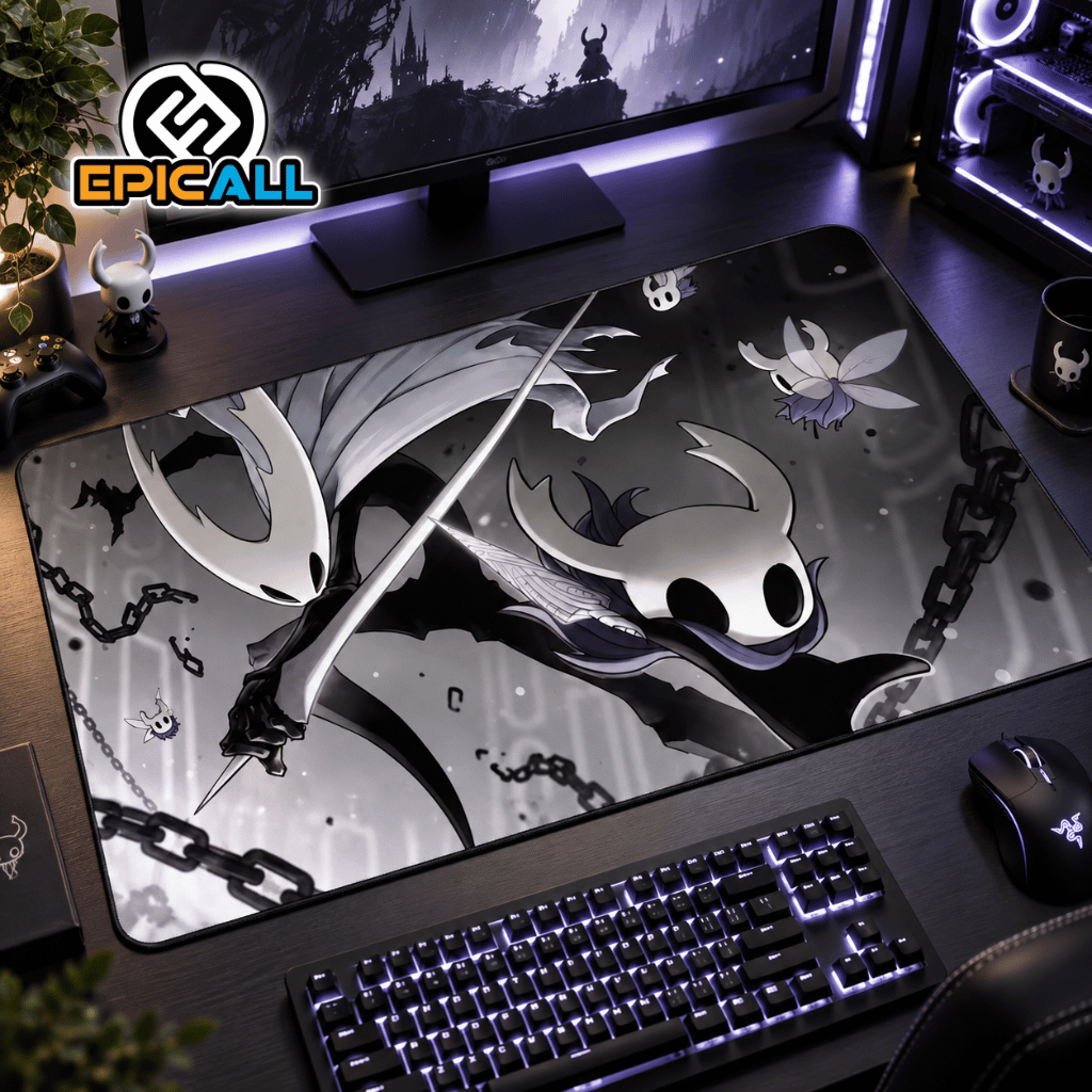 Mouse Pad Recipiente Puro y Caballerito B/W 30x60 - Hollow Knight
