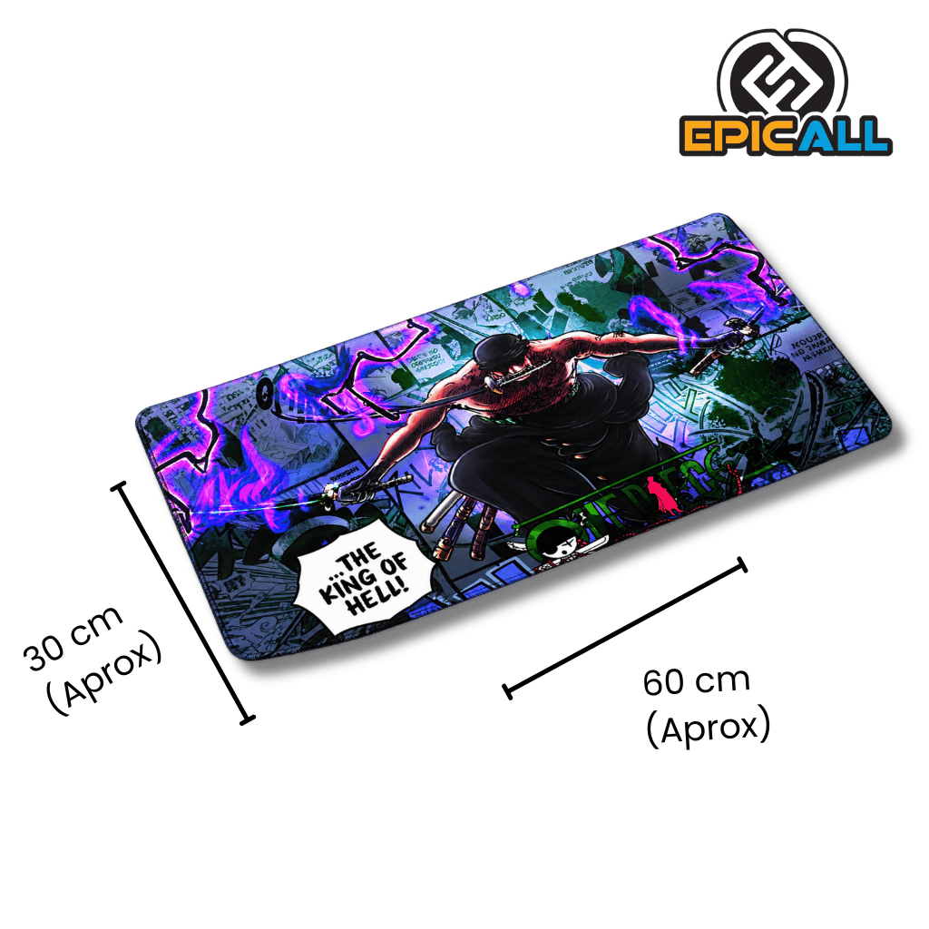 Mouse Pad Gamer 30x60 Diseño Roronoa Zoro The King of Hell - One Piece