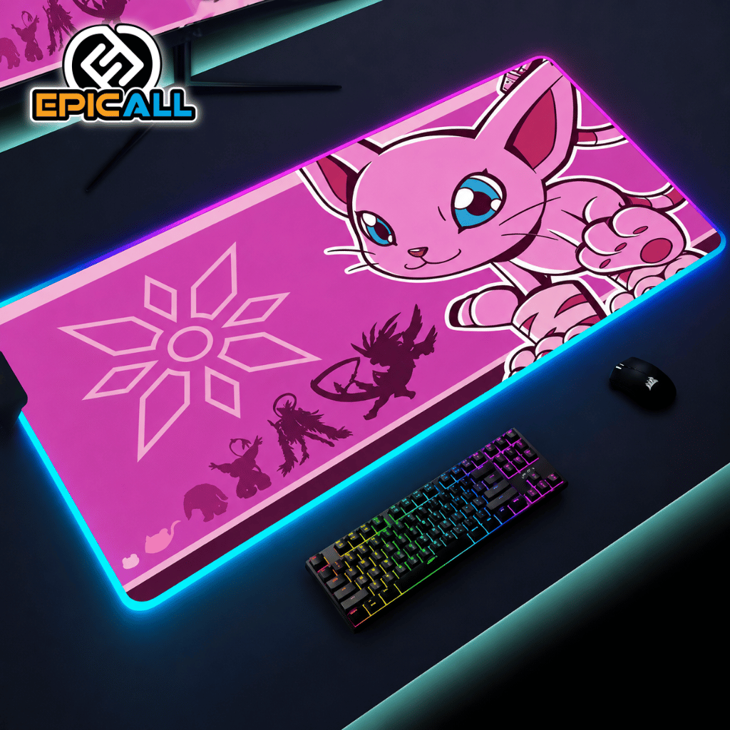 Mouse Pad Gamer 30x60 Diseño Gatomon - Digimon