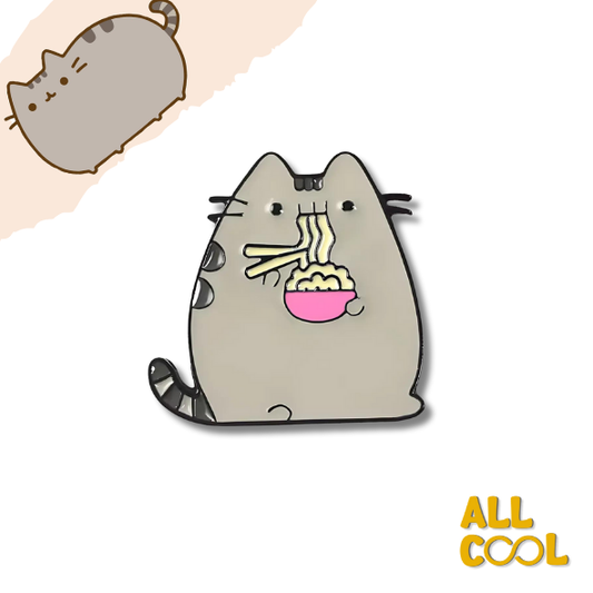 Pin Metálico Pusheen con Fideos