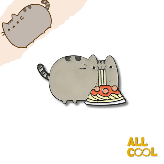 Pin Metálico Pusheen con Pasta Bolognesa