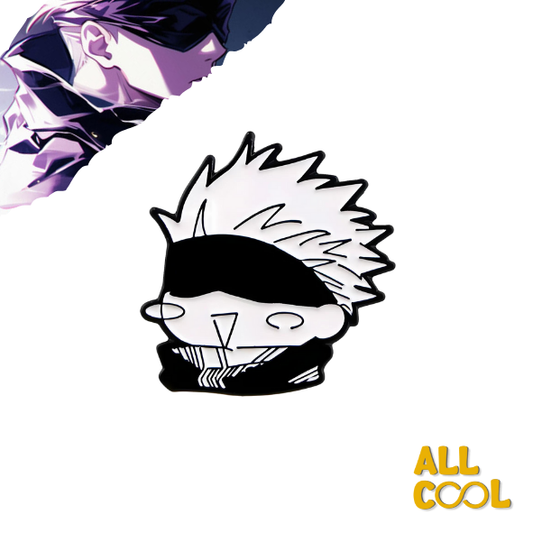 Pin metalico de Satoru Gojo con venda en blanco y negro - Jujutsu Kaisen