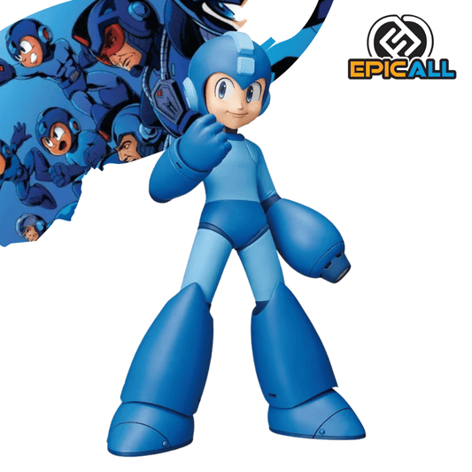 Figura coleccionable de PVC de 22 cm de altura de Mega Man (Rockman) de la línea Grandista de Banpresto/Bandai, con su clásico traje azul, casco con detalles celestes y su icónico can-cañón en el brazo izquierdo.