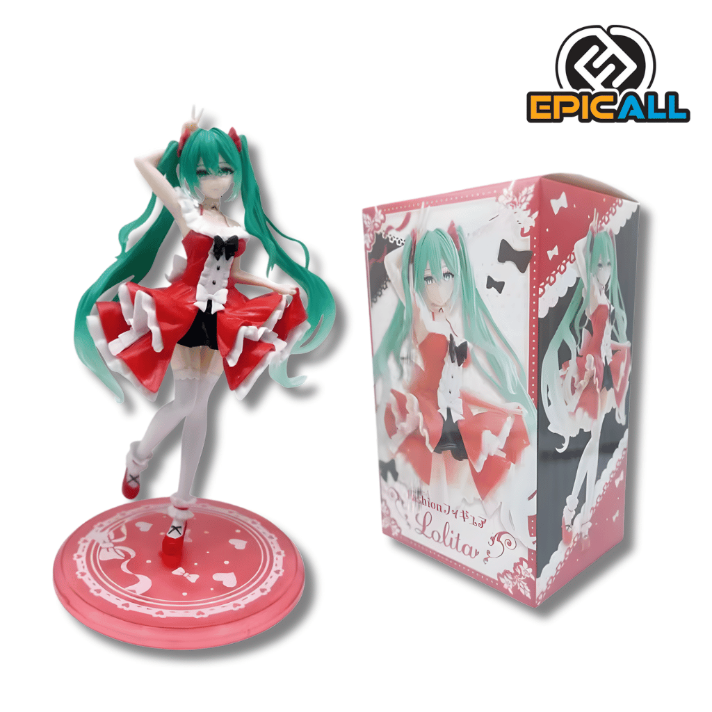Figura Estatua Hatsune Miku Lolita Con Vestido Rojo