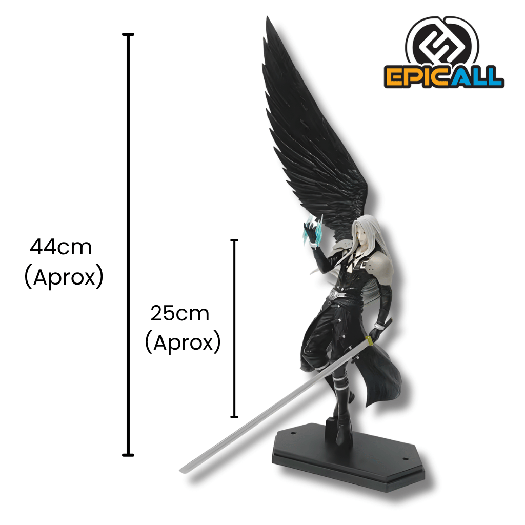 Medidas de la estatua de Sephiroth reflejadas en la imagen