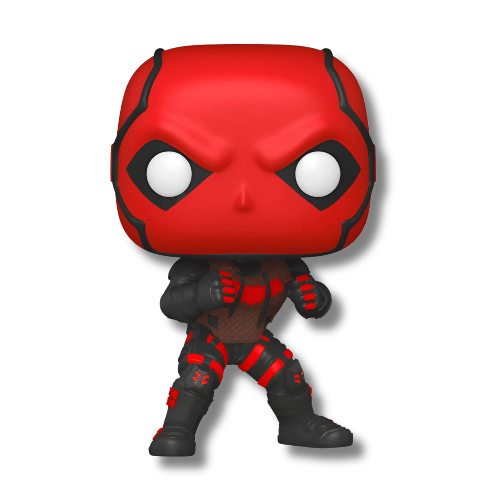 Funko Pop de Red Hood #891 del videojuego Gotham Knights, con fondo blanco