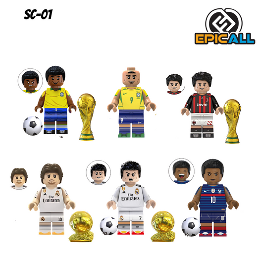 Pack de Figuras de Fútbol EA Sports Blocks: Pele, Ronaldo, Kaká, Modric, Cristiano y Mbappé (SC-01)