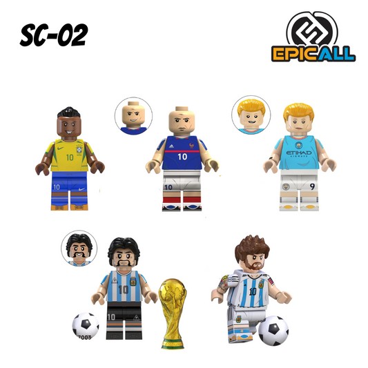 Pack de Figuras de Fútbol EA Sports Blocks: Ronaldinho, Zidane, Haaland, Maradona, Messi (SC-02)