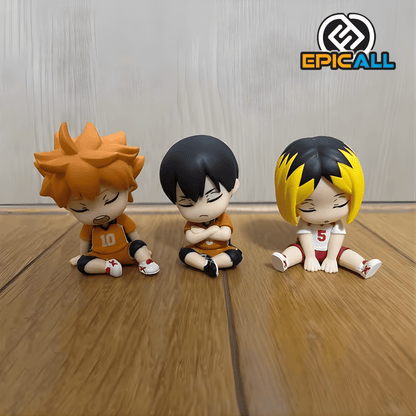Set 3 Mini Figuras Gachapon Haikyuu Dormidos (Hinata, Kageyama, Kenma)